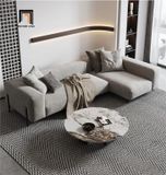  Sofa góc L vải nỉ xám trắng GT241 Moront 2m4 x 1m6 chân inox 