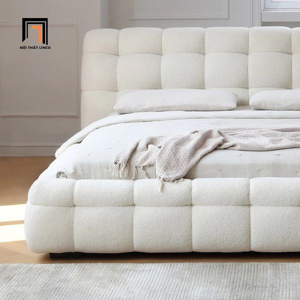 giường ngủ vải lông cừu chia múi