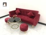  Bộ ghế sofa giường đa năng 2m màu đỏ vải nhung giá rẻ 