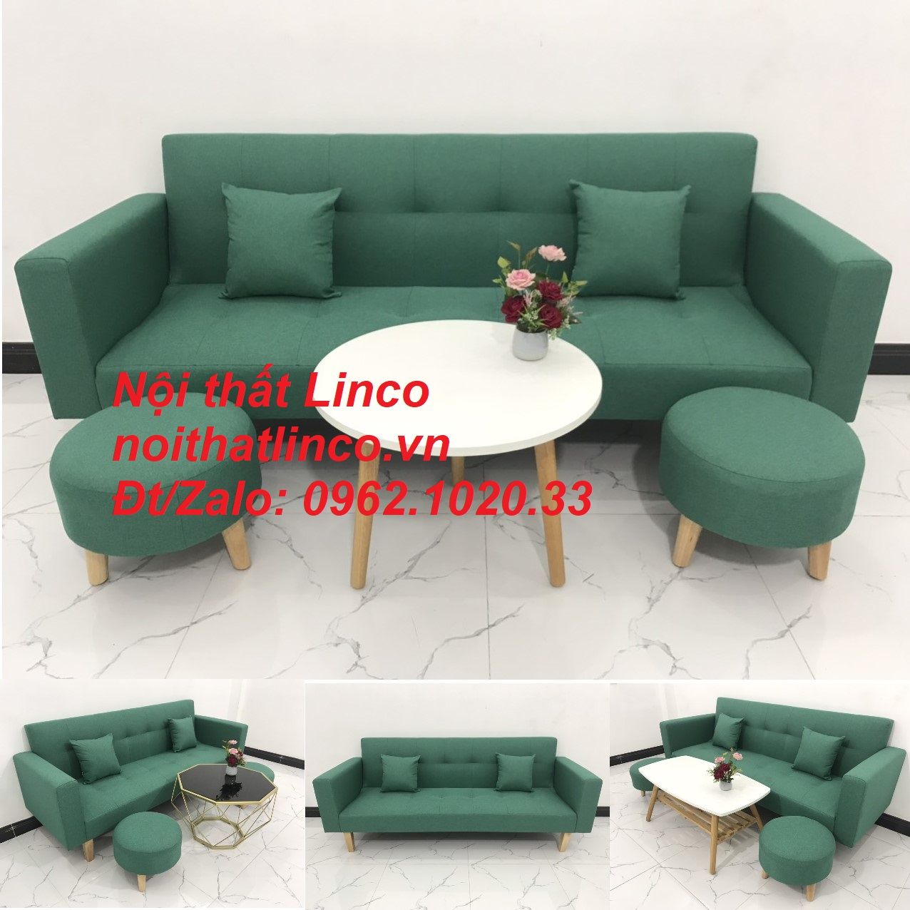  Bộ ghế sofa băng đa năng bật nằm xanh ngọc lá cây dài 2m 