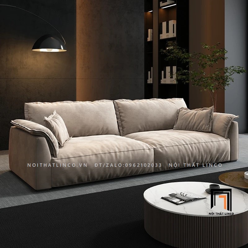  Ghế sofa băng da công nghiệp BT71 Flannet màu xám trắng 