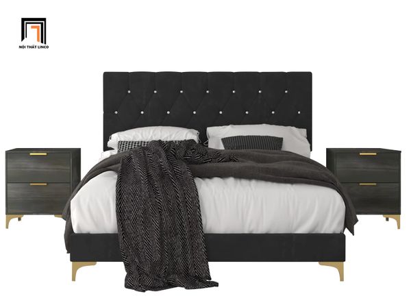 giường ngủ vải nhung nỉ màu đen