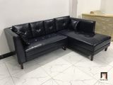  Ghế sofa góc L gia đình GT231 Ambelia 2m3 x 1m6 da giả đen 