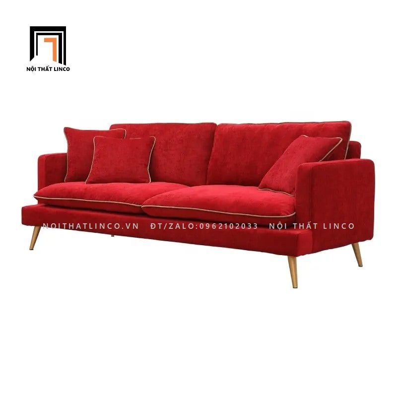  Ghế sofa băng đẹp đỏ đô BT82 Monrei chân inox 