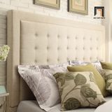  Giường ngủ vải nỉ GN25 Kaster màu trắng kem giật nút xinh xắn 