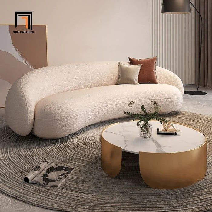  Bộ ghế sofa văng cong cho shop tiệm KT102 Gracias vải lông cừu 