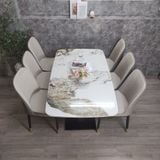  Bộ bàn ăn 6 ghế da Pu xám 1-BAD6-G2-B2 phòng bếp lớn 