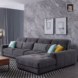  Ghế sofa góc L nhỏ gọn 2m2 x 1m6 GT210 Buyuki xám đen vải nỉ 