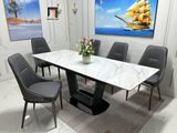  Combo bàn ăn đá 1m4 kéo dài 2m 49-BAD6-G39-B85 6 ghế đẹp 