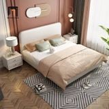  Giường ngủ bọc da giả sang trọng GN12 Flady màu trắng kem 