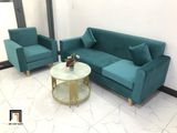  Bộ ghế sofa phòng khách nhỏ NS05 bọc vải nhung xanh lá giá rẻ 