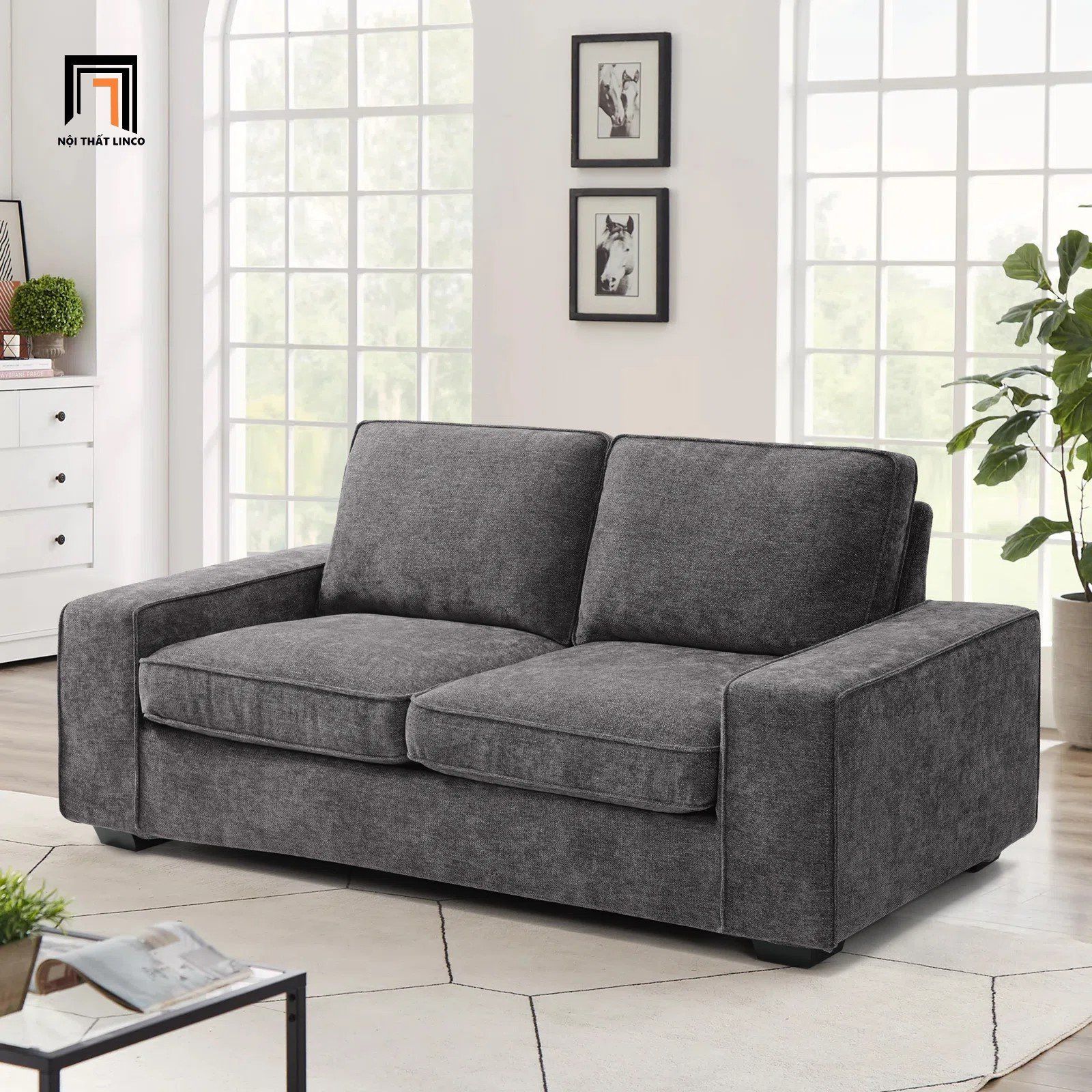  Ghế sofa băng nỉ nhỏ xinh BT211 Vroni dài 1m6 cho gia đình 