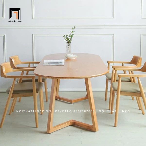 bộ bàn ăn gỗ hình oval giá rẻ