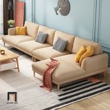  Bộ ghế sofa góc L 2m4 x 1m6 GT155 Mosa vải nỉ trắng kem 