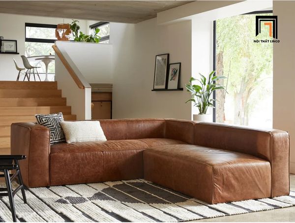 bộ ghế sofa góc L da công nghiệp 2m x 2m