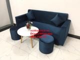  Bộ ghế Sofa băng xanh đậm dài 1m9 nhỏ gọn vải nhung xanh đậm 