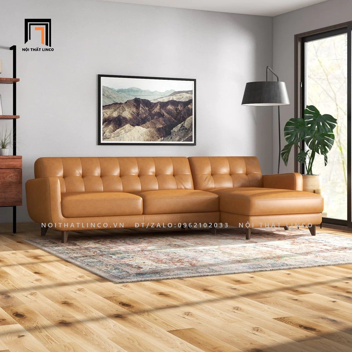  Bộ góc sofa da simili GT49 Tito 2m4 x 1m6 màu da bò 