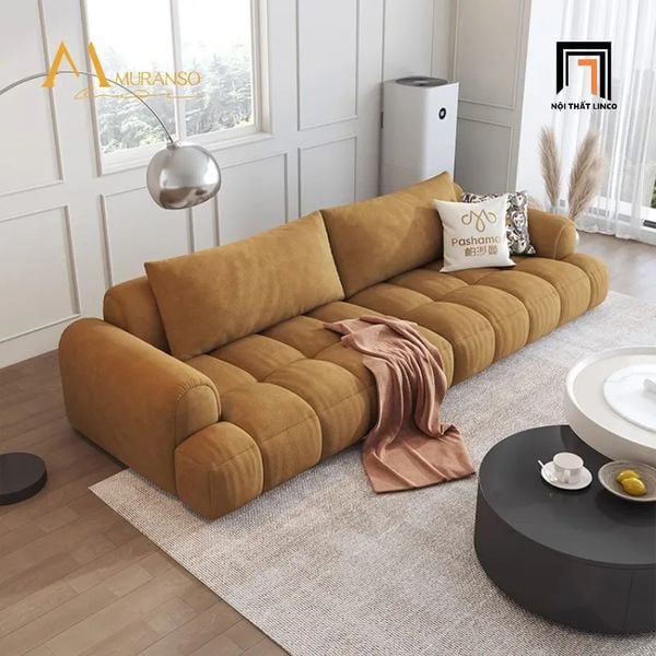 ghế sofa màu trắng kem dài 2m4