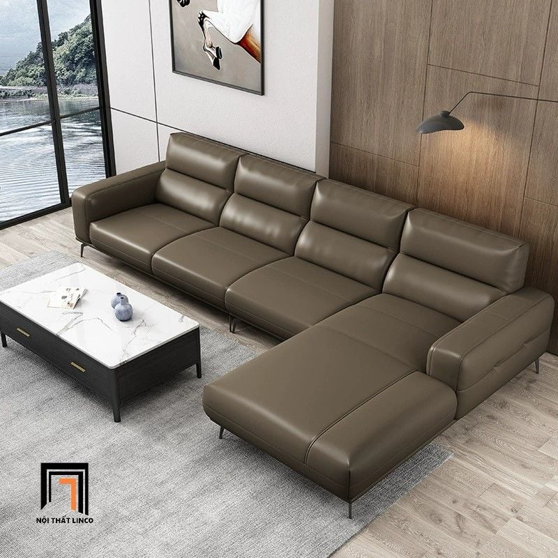  Ghế sofa góc L sang trọng GT268 Nizwa 3m x 1m6 da màu kem 