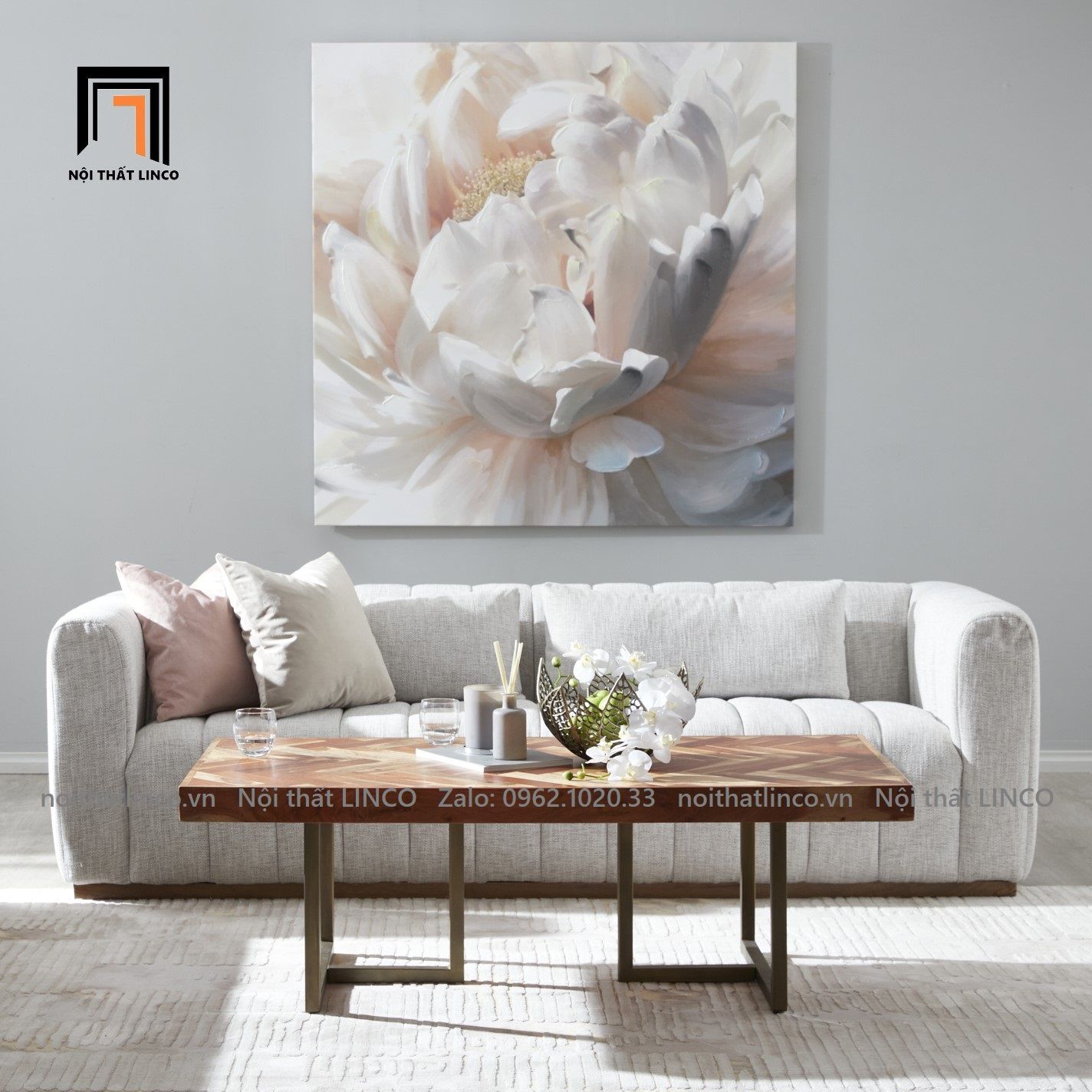  Ghế sofa băng xám trắng BT56-Storm 2m kiểu dáng hiện đại 