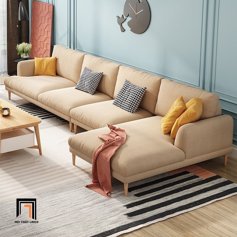  Ghế sofa băng dài 2m2 BT257 Mosa bọc vải nỉ màu kem 