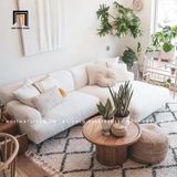  Ghế sofa góc L GT51 Beno cho phòng khách màu trắng kem 