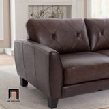  Set ghế sofa phòng khách nâu đậm KT142 Nayelys da Pu mềm 