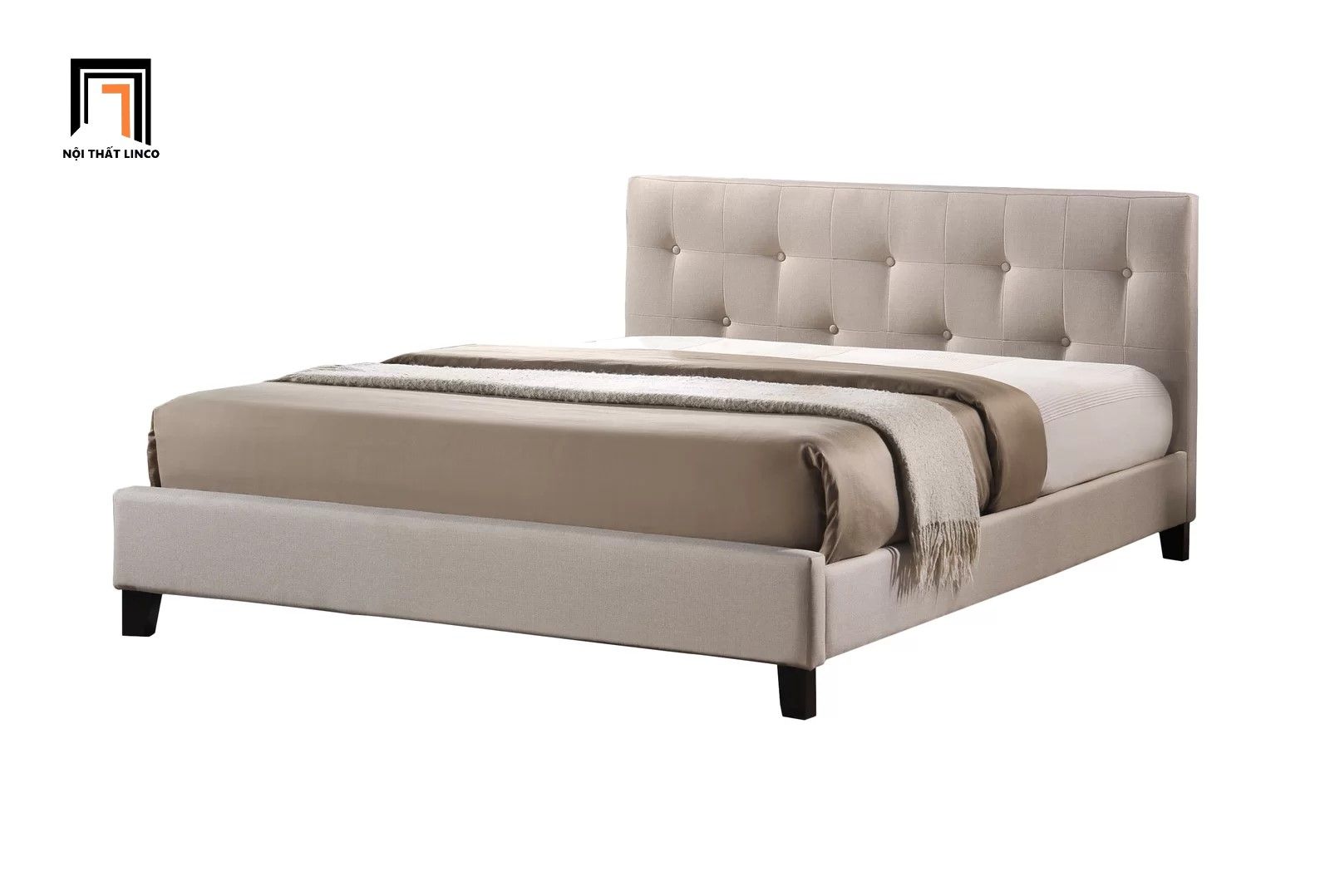  Giường ngủ bọc vải xinh xắn 1m6 x 2m GN4 Mork cho phòng ngủ nhỏ 