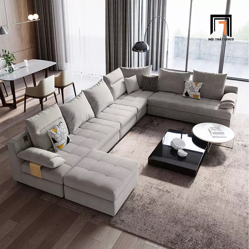  Ghế sofa góc L GT18 Linsy 3m25 x 1m6 cho phòng khách diện tích lớn 