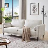  Ghế sofa băng da giả xám trắng BT237 Bunow 1m9 cho chung cư 