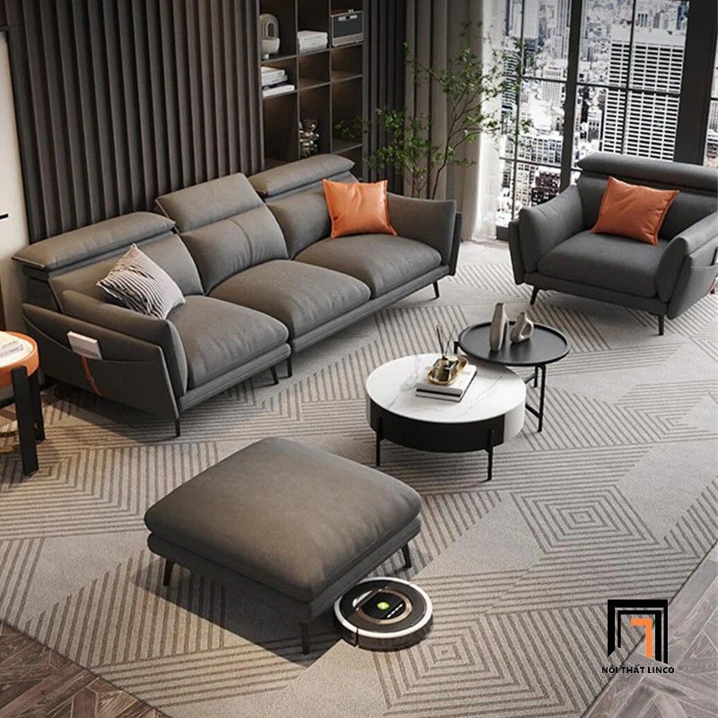  Ghế sofa góc gật gù GHQ222 Numan 3m2 x 1m7 xám lông chuột 