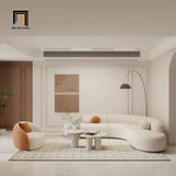  Bộ ghế sofa cong GT263 Burtrum 2m5 x 2m1 vải lông cừu trắng 