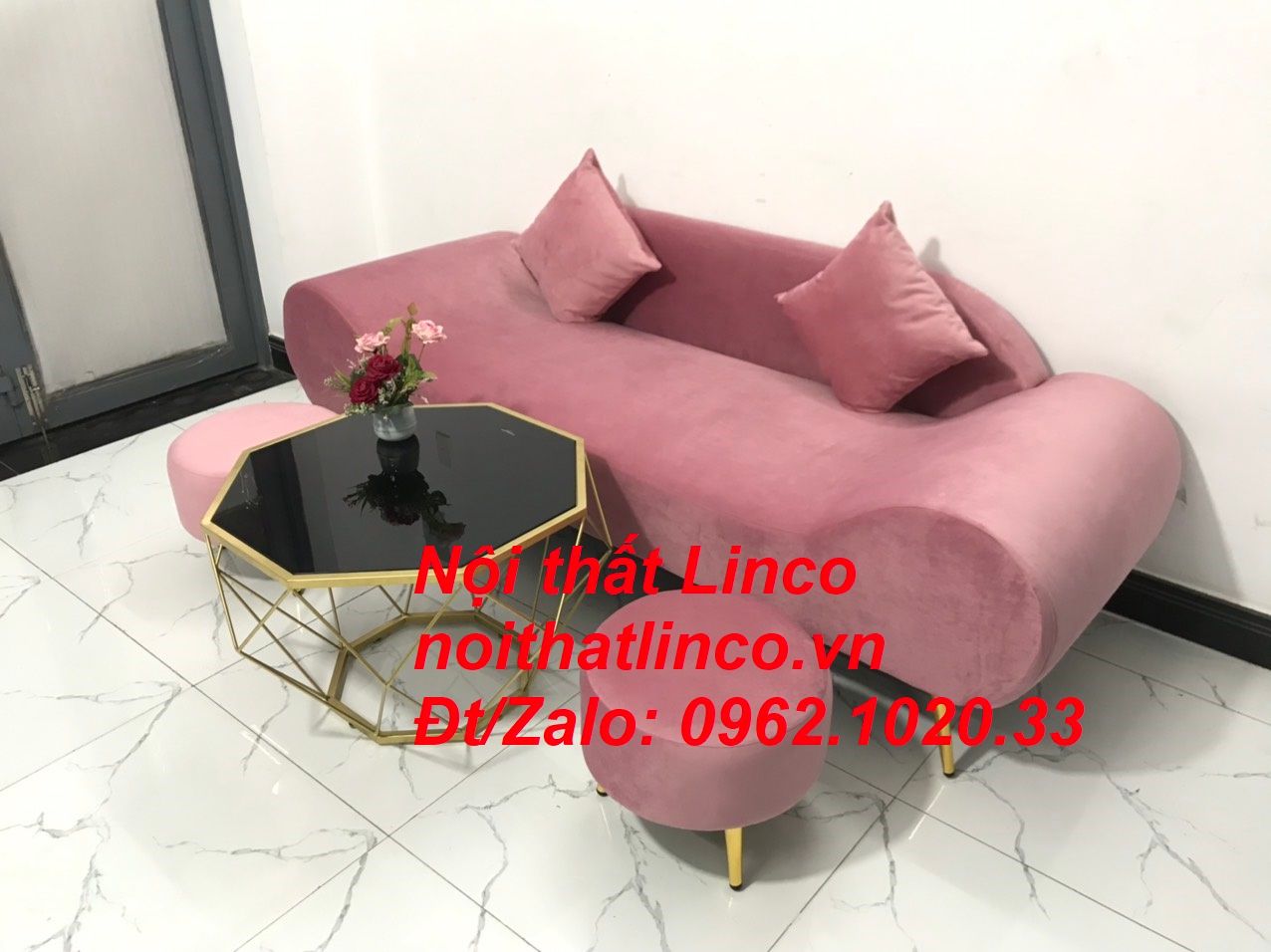  Bộ ghế sofa băng văng thuyền SFT 2m hồng hường cánh sen giá rẻ 