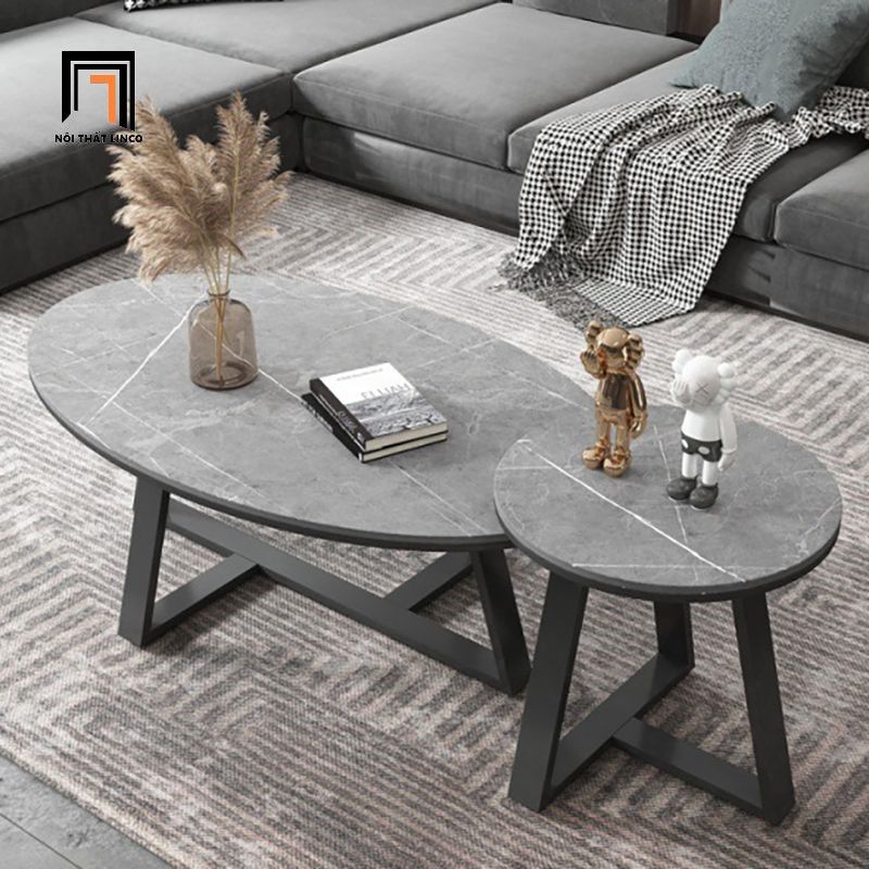  Bàn trà mặt đá marble hình oval BSF10 Mebas 80 x 50 giá rẻ 