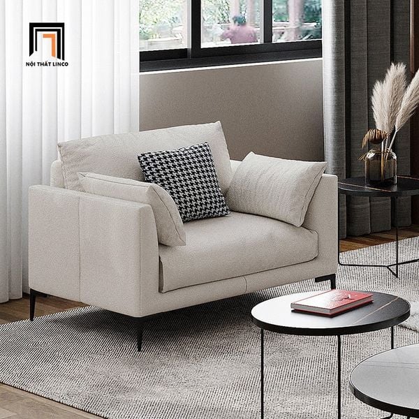 sofa đơn, ghế sofa đơn nỉ xám trắng