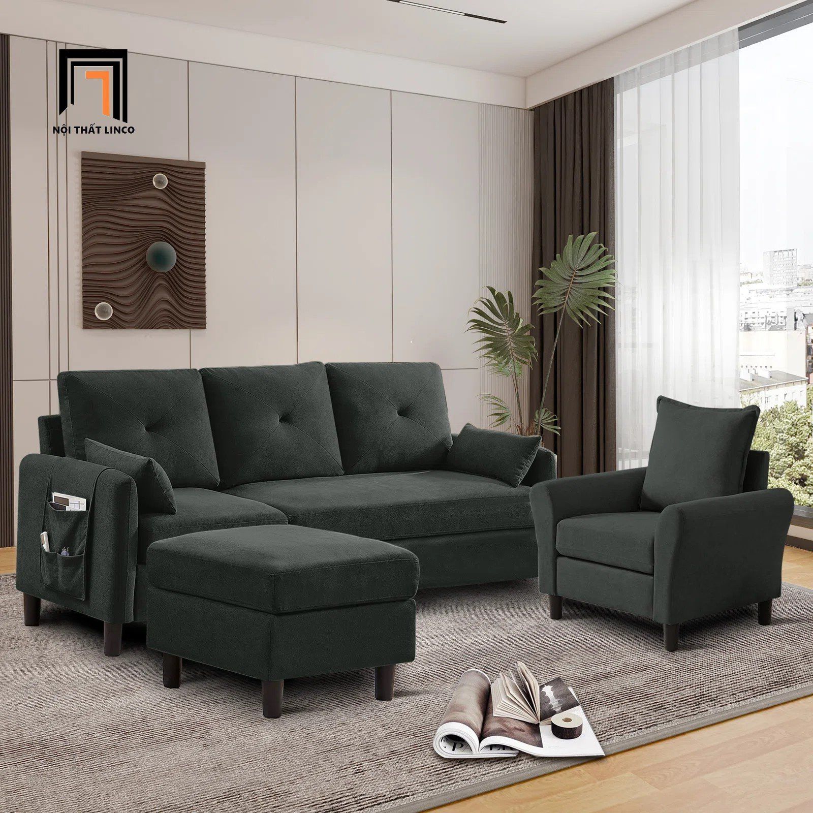  Bộ ghế sofa gia đình vải nỉ KT126 Penelopa giá rẻ xinh xắn 