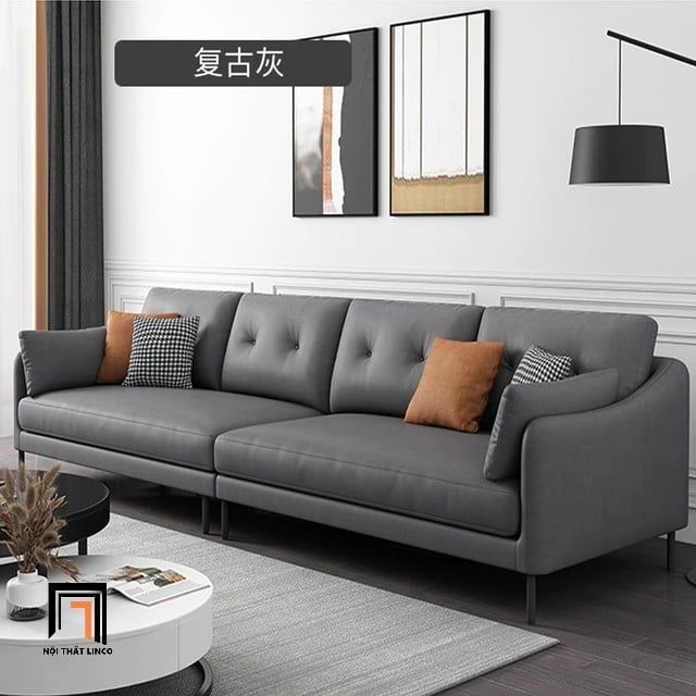  Bộ ghế sofa phòng khách KT113 Nordice phối màu da giả xám 