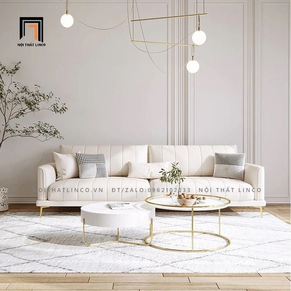 ghế sofa văng da Pu màu trắng