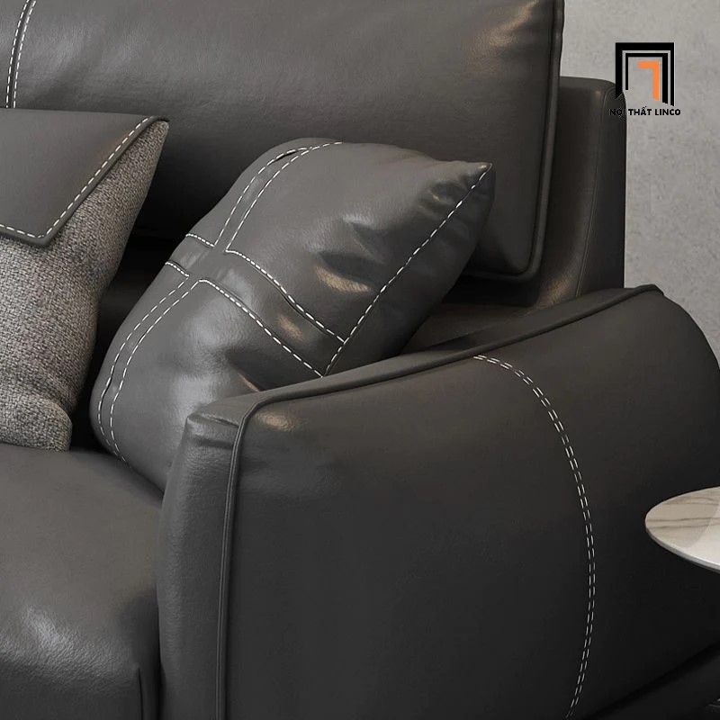  Bộ ghế sofa phòng khách hiện đại KT69 Flamy da giả đen 