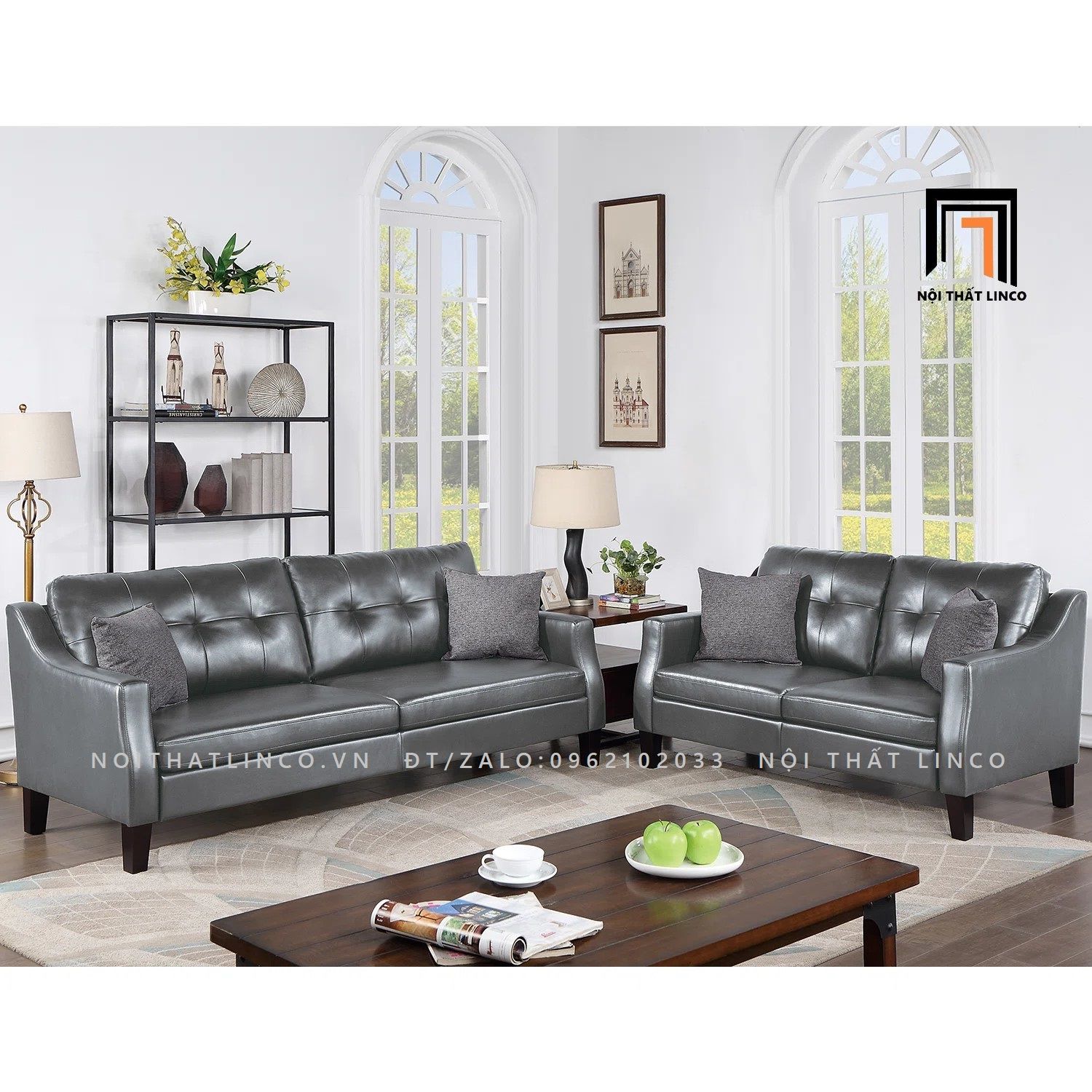  Bộ ghế sofa da công nghiệp KT39 Winir cho phòng khách gia đình 