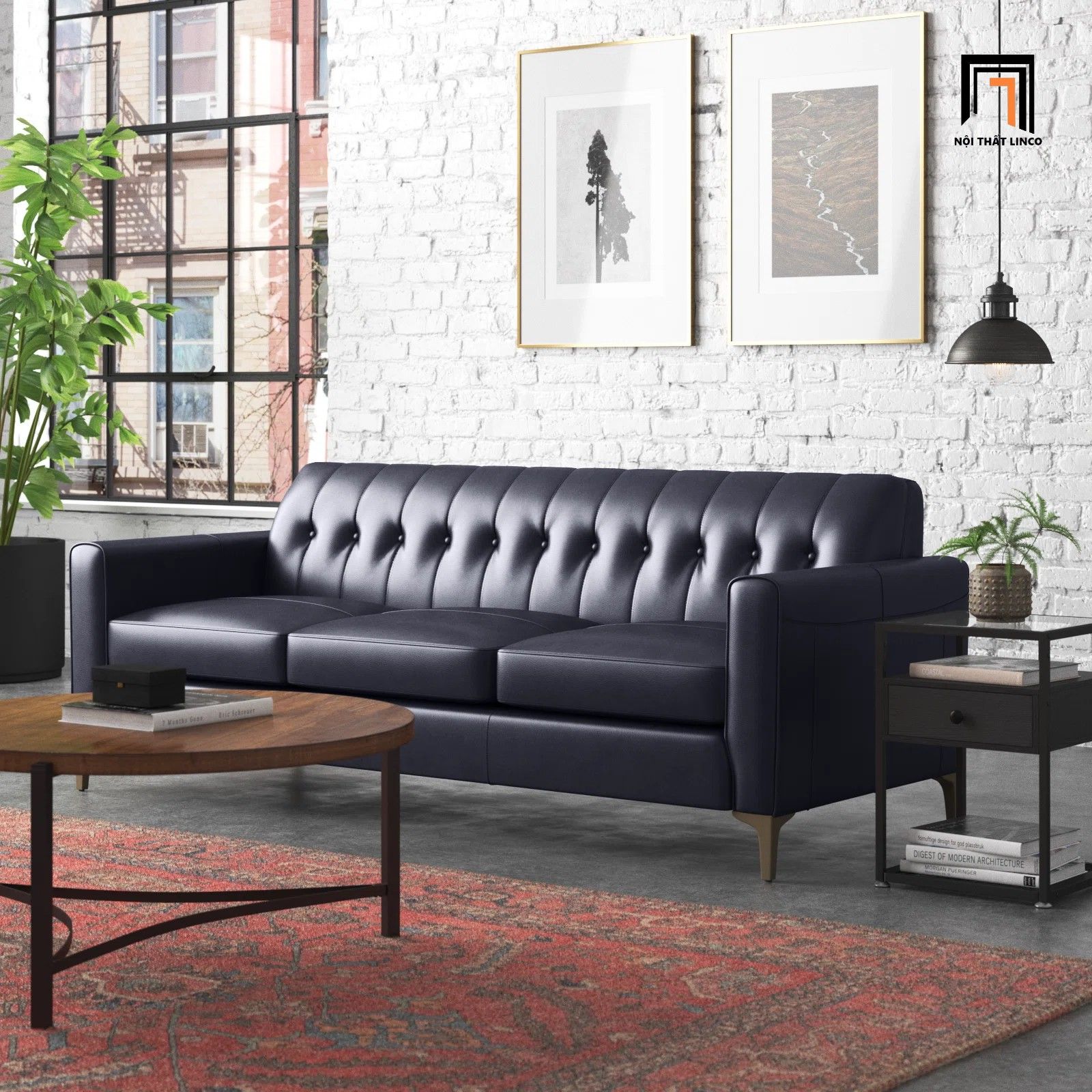  Ghế sofa băng bọc da công nghiệp BT173 Cornwall 2m cho văn phòng 