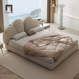 Giường ngủ hình trái tim GN29 Danon màu xám trắng vải nhung 