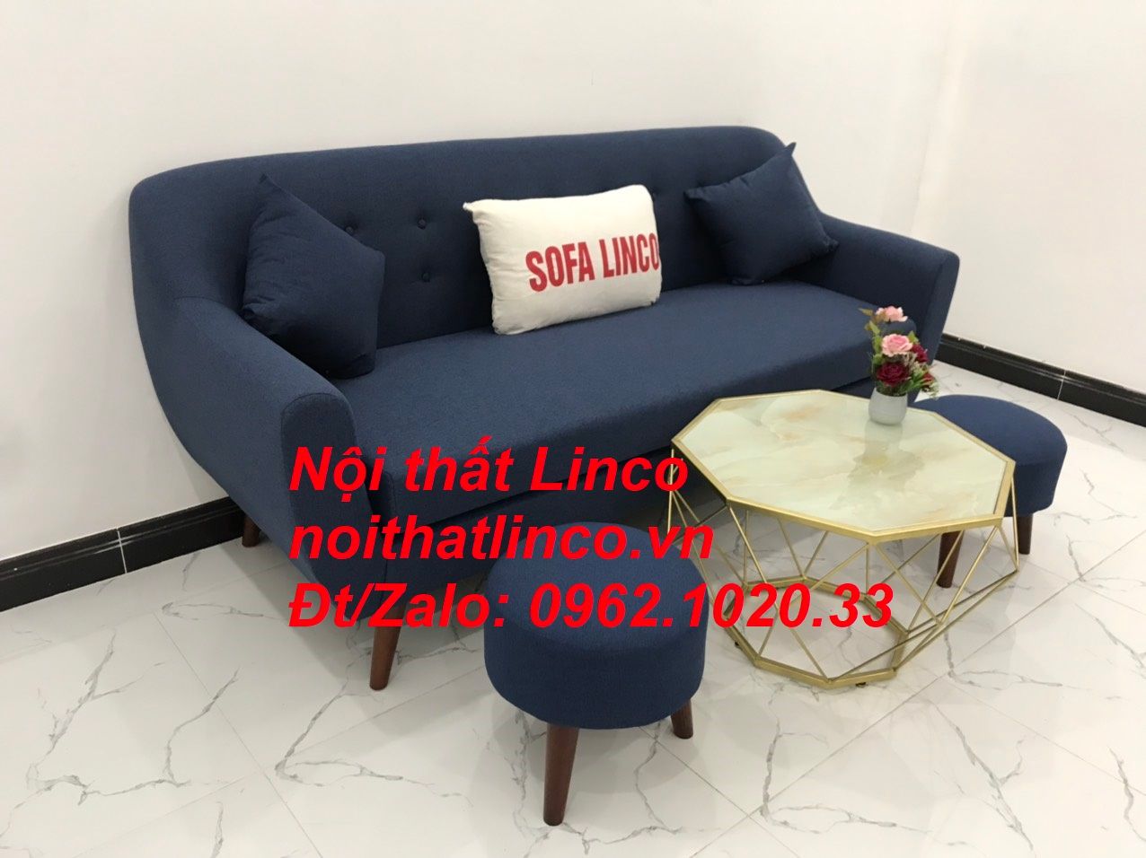  Bộ bàn ghế salon sofa băng xanh dương đậm đen dài 1m9 giá rẻ 