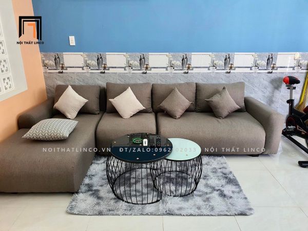  Bộ ghế sofa góc chữ L lớn GT29 Hoove 3m x 1m6 xám trắng 