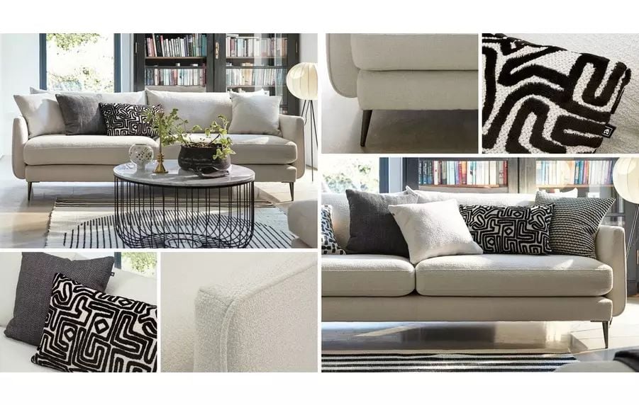  Ghế sofa băng nỉ màu xám trắng BT264 Brockwell dài 2m giá rẻ 