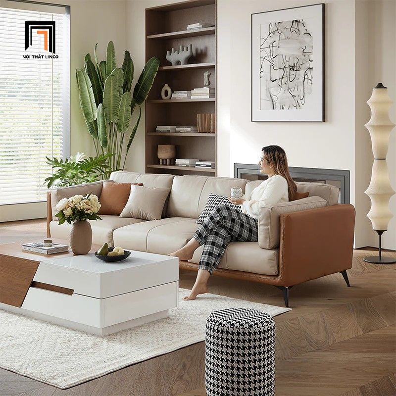  Ghế sofa băng dài 2m1 da giả BT247 Martisse phòng khách hiện đại 