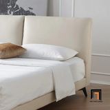  Giường ngủ bọc vải màu xám trắng GN45 Clara cho chung cư đẹp 