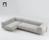  Sofa góc L vải nỉ xám trắng GT241 Moront 2m4 x 1m6 chân inox 