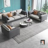  Bộ ghế sofa văn phòng da giả KT112 Lesca phối màu xám đẹp 