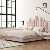  Giường ngủ dài 1m6 x 2m GN35 Nyasia vải nhung nỉ xinh xắn 